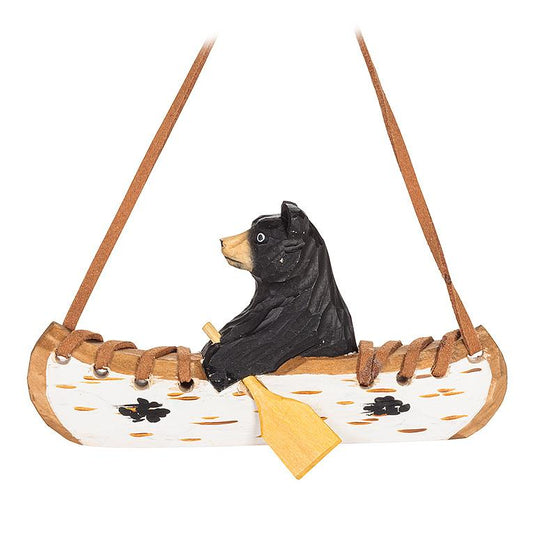 Carved Bear in Canoe Ornament