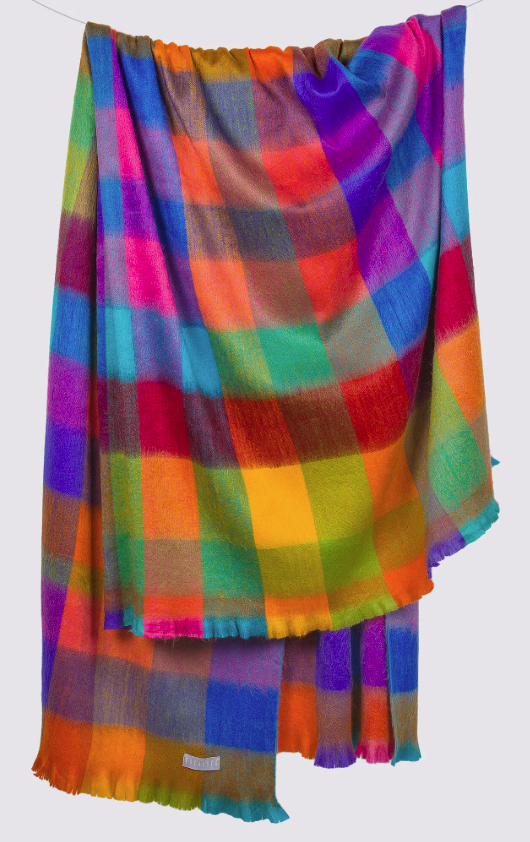 Alpaca Blend Double Blanket in Multi Check