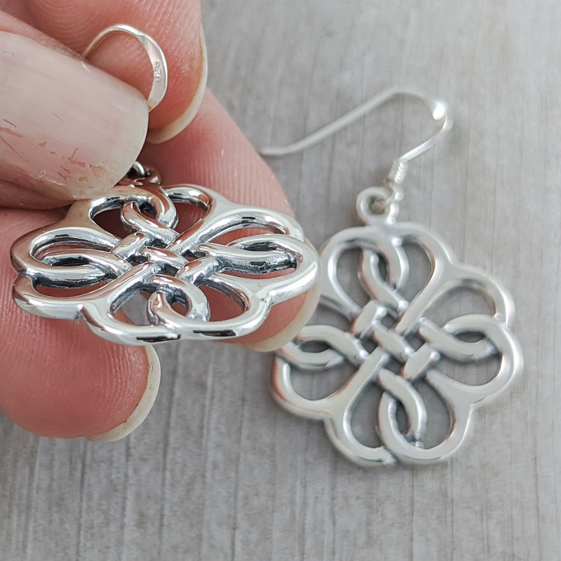 Load image into Gallery viewer, Statement Celtic Knot Earrings in Sterling Silver
