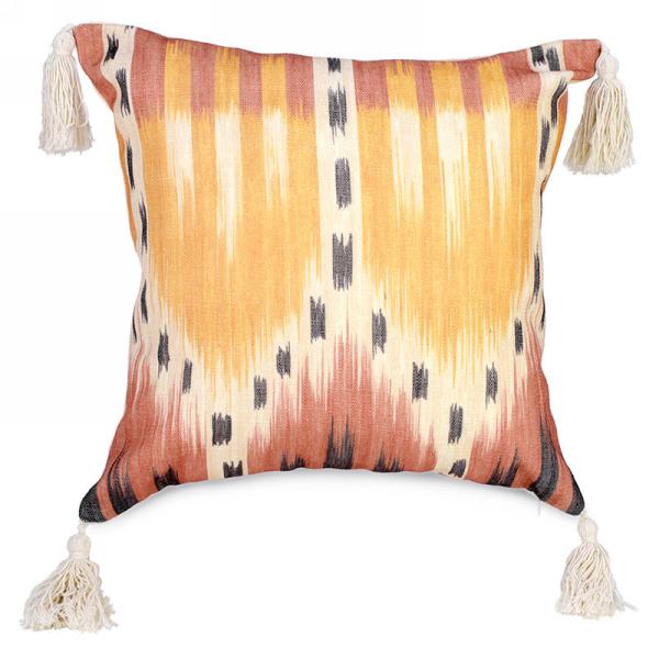 Yellow & Rust Cushion with Tassels
