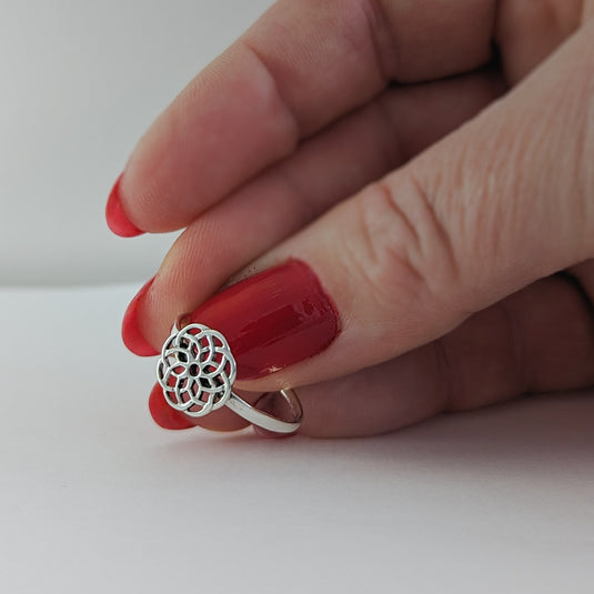 Flower of Life Ring in Sterling Silver