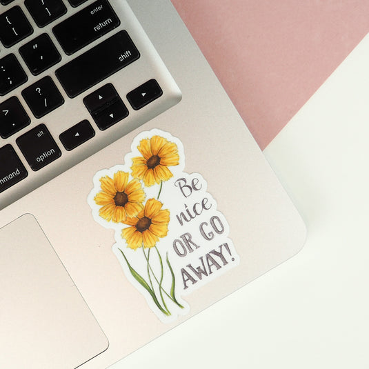 Naughty Florals Sticker : Be nice or go away