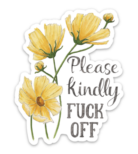 Naughty Florals Sticker : Please, kindly F-off