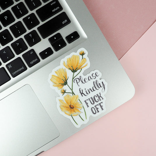 Naughty Florals Sticker : Please, kindly F-off