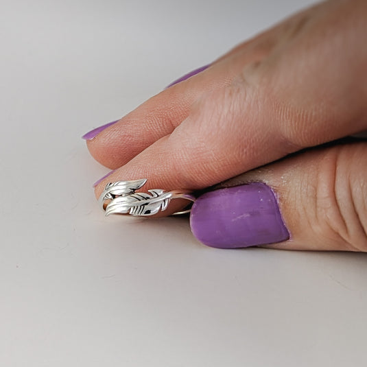 Double Feather Wrap Ring in Sterling Silver