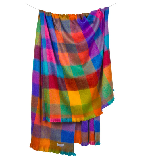 Alpaca Blend Throw, Multi Check