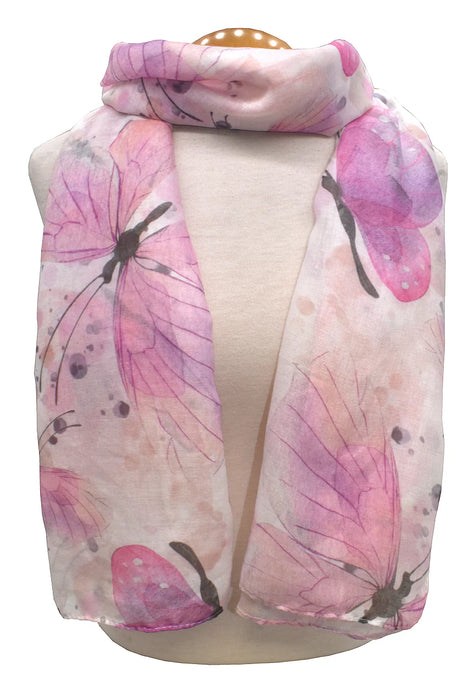 Soft Pink Butterflies Fashion Scarf
