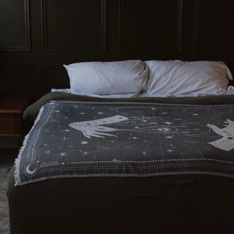 Cotton Throw in Grey Mystic Print