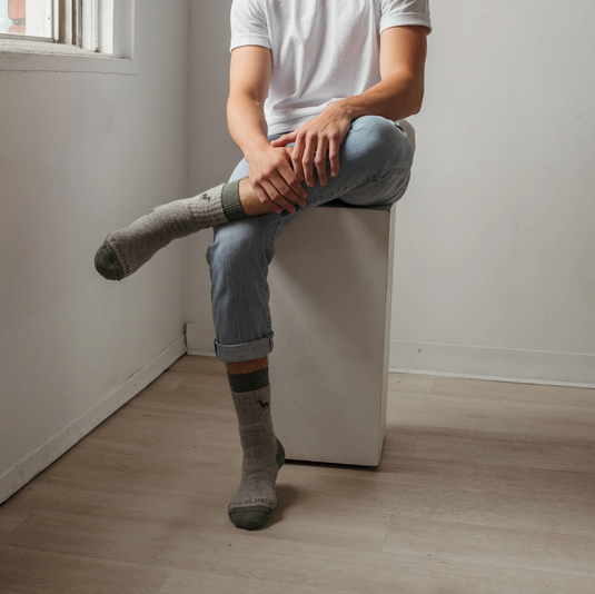 Alpaca Hiker Socks in Green/Grey