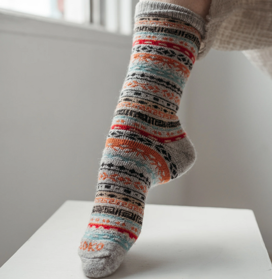 Alpaca Socks in Patterned Grey