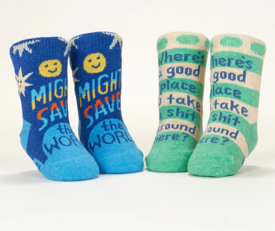 Baby Socks (2 pairs) Might save the World & Where's a Good Place