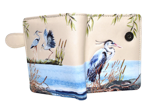 Small Wallet with Heron Bird