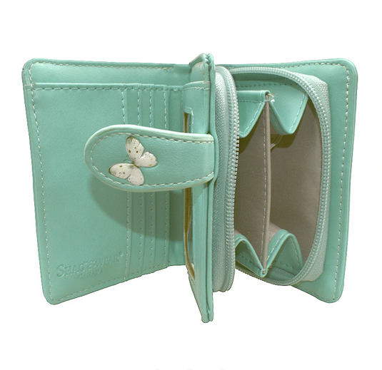 Small Wallet, Garden Bird In Aqua