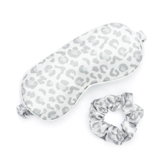 Silky Satin Eye Mask & Scrunchie Set in Cat Nap Print
