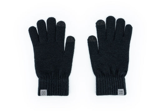 Men's Knit Cuffed Gloves in Black