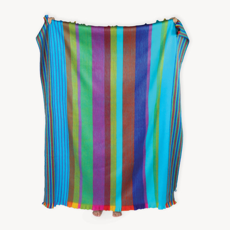 Load image into Gallery viewer, Alpaca Blend Throw in Tropical Multi Stripe
