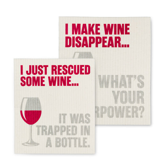 Funny Wine Text : Eco Dishcloths