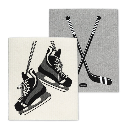 Hockey Skates & Stick : Eco Dishcloths