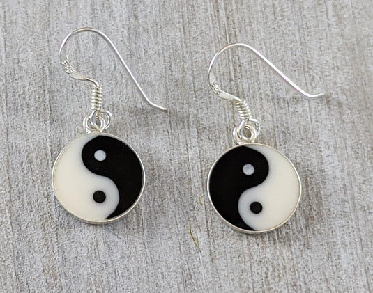 Yin Yang Earrings in Sterling Silver