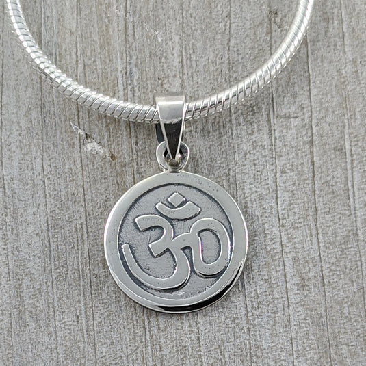 Disc Om Pendant, Sterling Silver