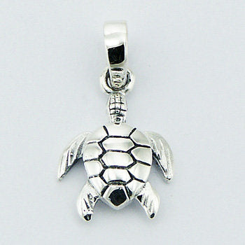 Swimming Turtle Pendant in Sterling Silver