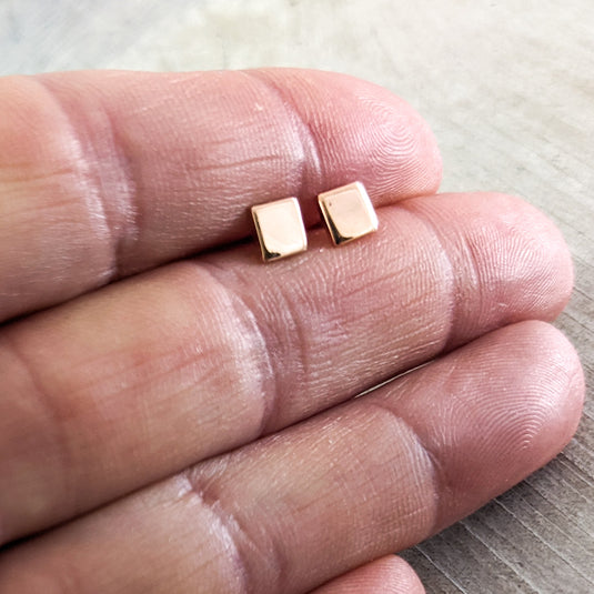 Square Stud Earrings in Rose Gold Plated Sterling Silver