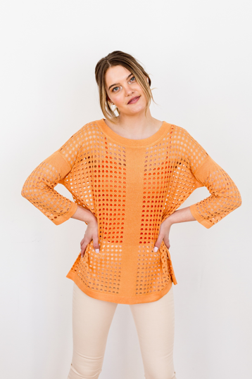 Mesh Pullover with Matching Tank in Orange -FINAL SALE