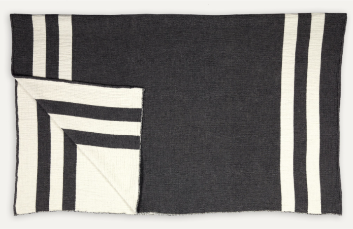 Load image into Gallery viewer, Lambswool/Cotton Throw. Heirloom Charcoal
