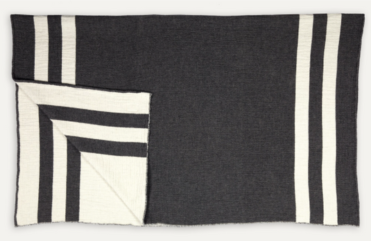 Lambswool/Cotton Throw. Heirloom Charcoal