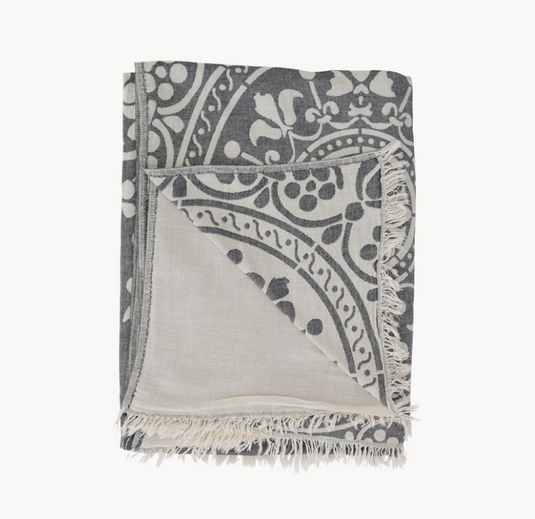 Cotton Bed Cover, Leonora in Black