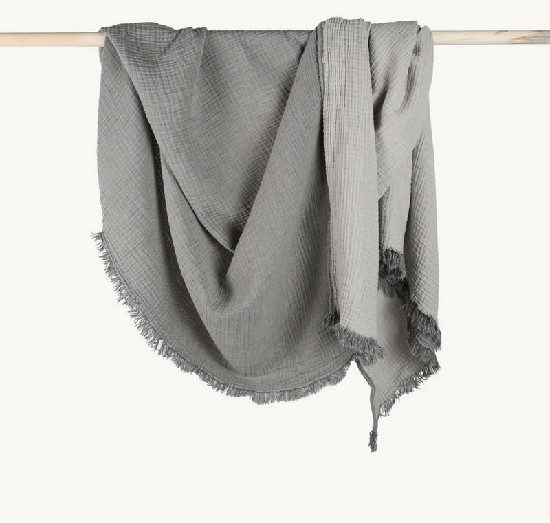 Load image into Gallery viewer, Crinkle Cotton Throw in Charcoal &amp; Grey
