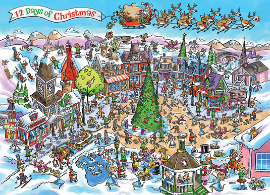 Jigsaw Puzzle Doodle Town 12 Days of Christmas