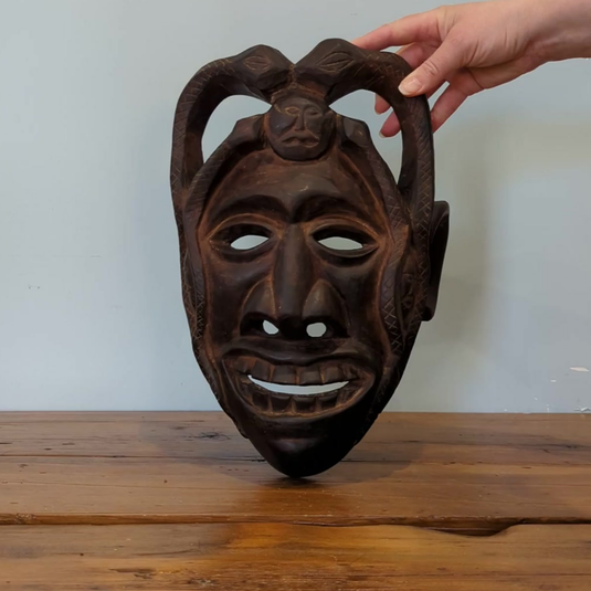 Hand-Carved Guardian Mask | Vintage from Nepal