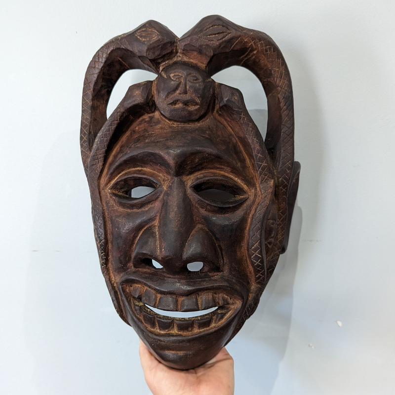 Load image into Gallery viewer, Hand-Carved Guardian Mask | Vintage from Nepal
