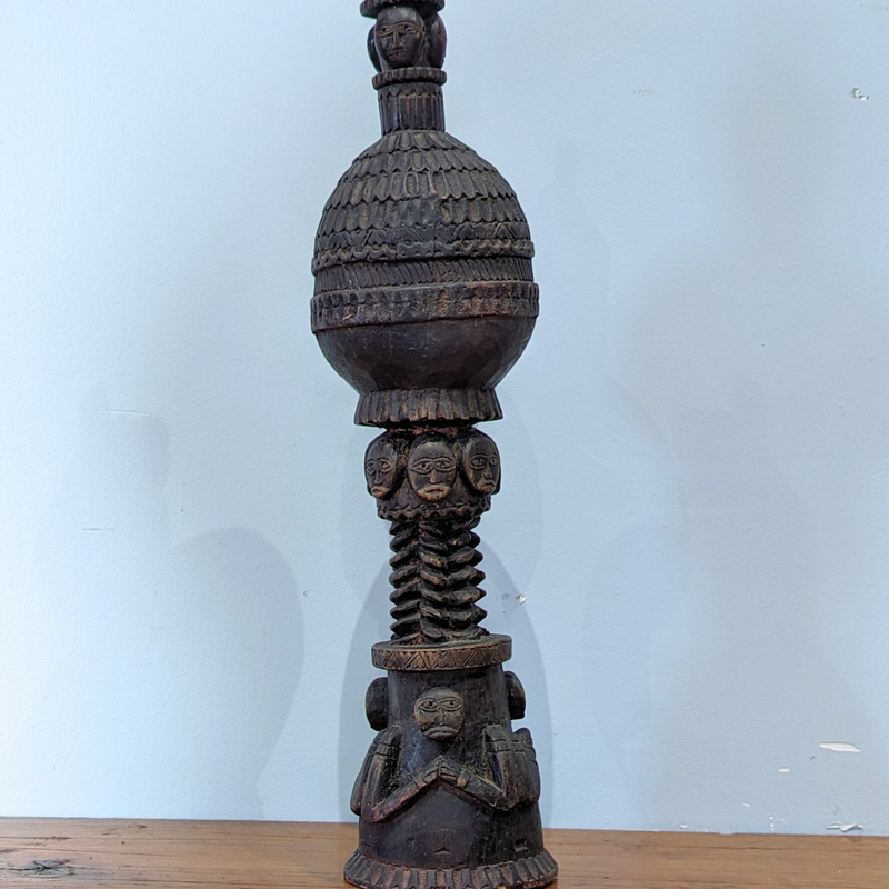 Load image into Gallery viewer, Carved Wood Oil Lamp | Vintage from Nepal
