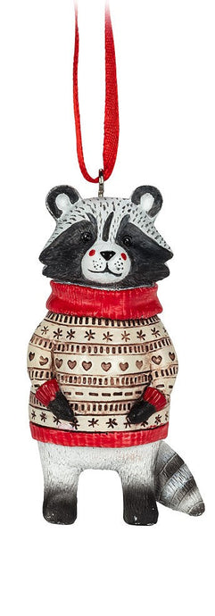 Raccoon with Sweater Ornament