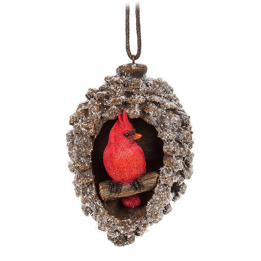Cardinal in a Pinecone Ornament