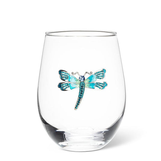 Stemless Wine Glass, Jewelled Dragonfly