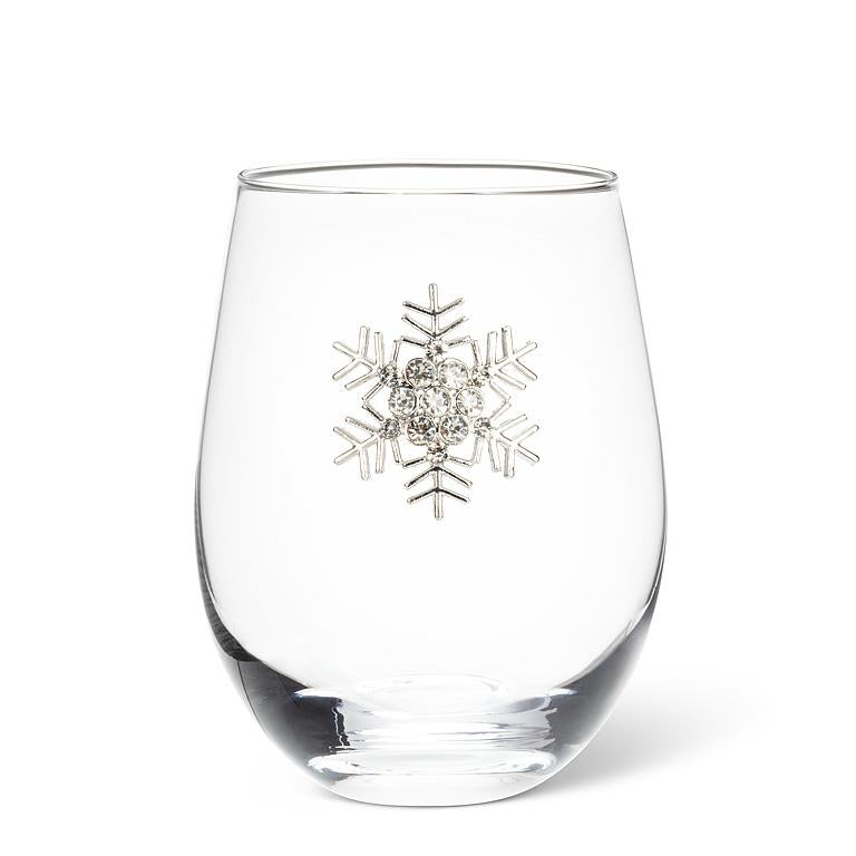 Load image into Gallery viewer, Stemless Wine Glass , Jewelled Snowflake
