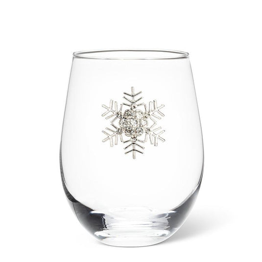 Stemless Wine Glass , Jewelled Snowflake