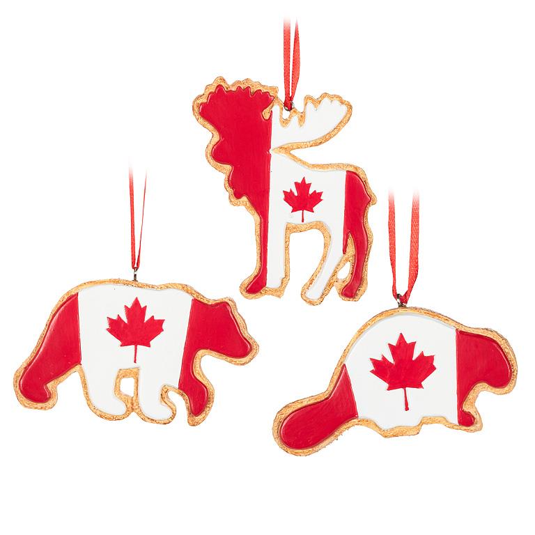 Load image into Gallery viewer, Canada Flag Animal Cookies Ornament
