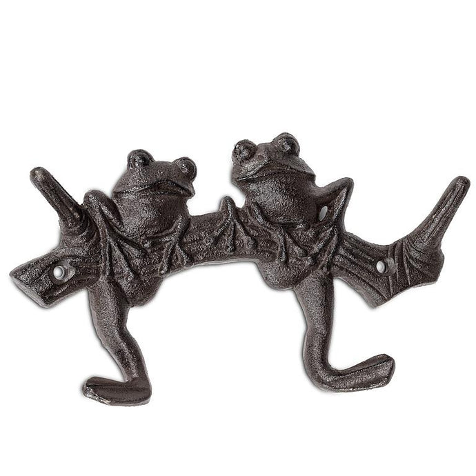 Frogs on Branch Cast Iron Hook