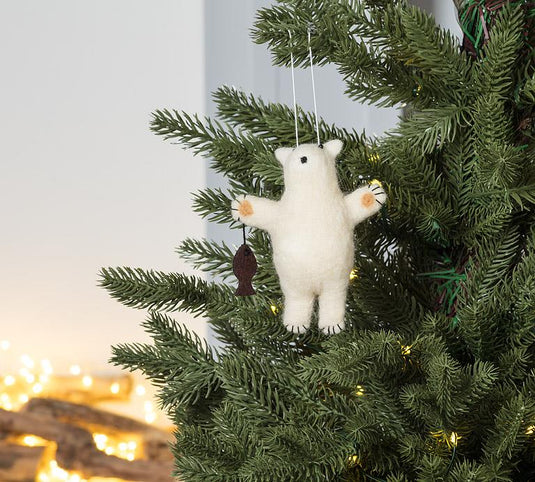 Polar Bear with Fish Ornament