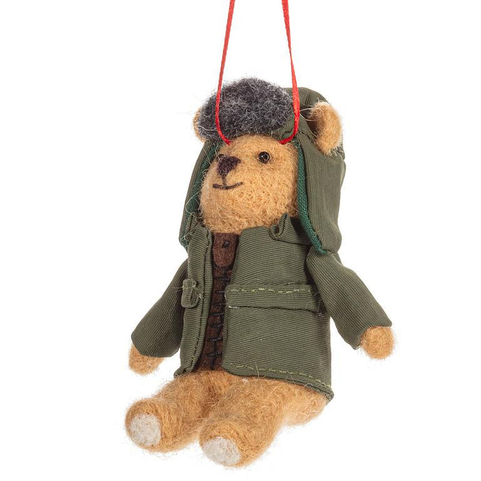 Bear in a Raincoat Felt Ornament