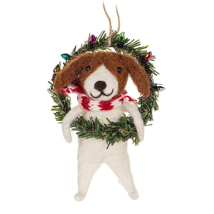 Dog with Wreath Ornament