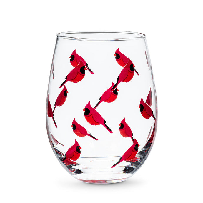 Stemless Wine Glass with Cardinals