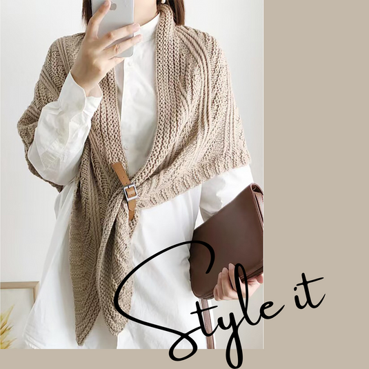 Buckle Detail Knit Wrap in Cloud Grey