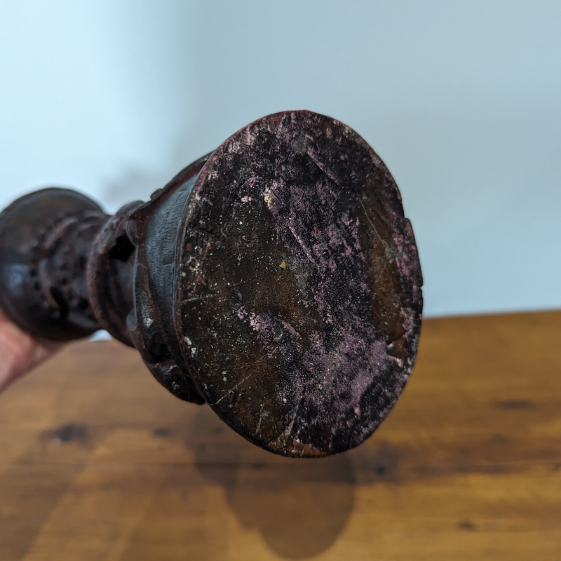 Load image into Gallery viewer, Carved Wood Oil Lamp | Vintage from Nepal
