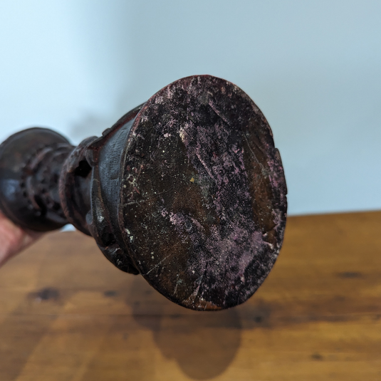 Carved Wood Oil Lamp | Vintage from Nepal