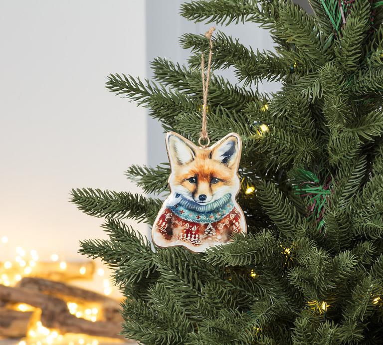 Load image into Gallery viewer, Red Fox in Sweater Ornament
